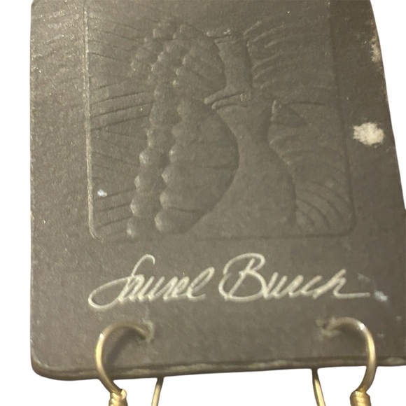 80s Vintage Laurel Burch Tribal People 12 Karat Gold Dangle Drop Earrings - Picture 5 of 8